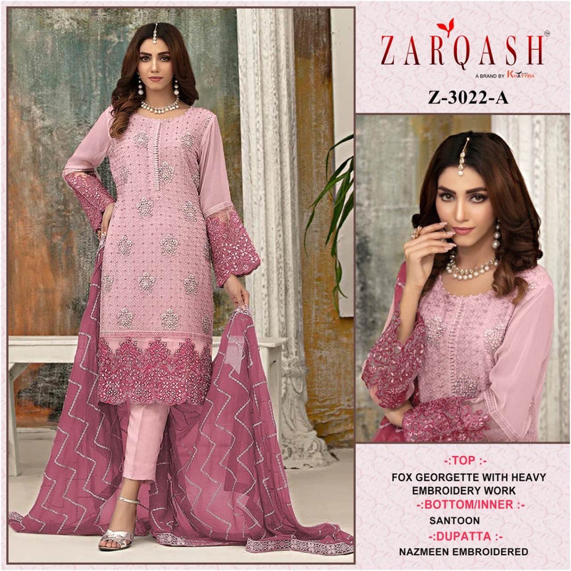 Zarqash Dno 3022 Georgette With Heavy Beautiful Work Stylish Designer Party Wear Salwar Kammez
