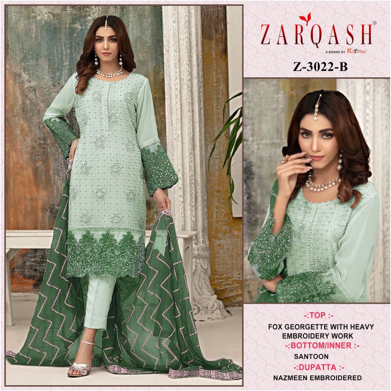 Zarqash Dno 3022 Georgette With Heavy Beautiful Work Stylish Designer Party Wear Salwar Kammez