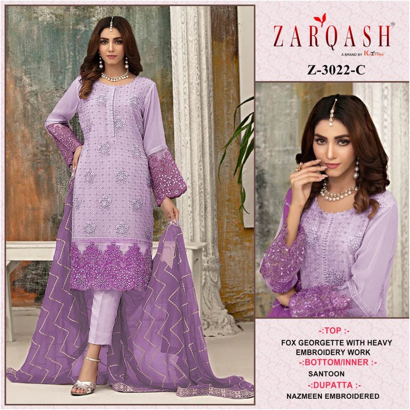 Zarqash Dno 3022 Georgette With Heavy Beautiful Work Stylish Designer Party Wear Salwar Kammez