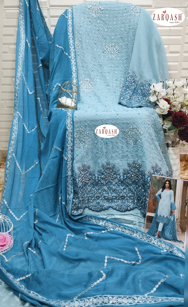 Zarqash Dno 3022 Georgette With Heavy Beautiful Work Stylish Designer Party Wear Salwar Kammez