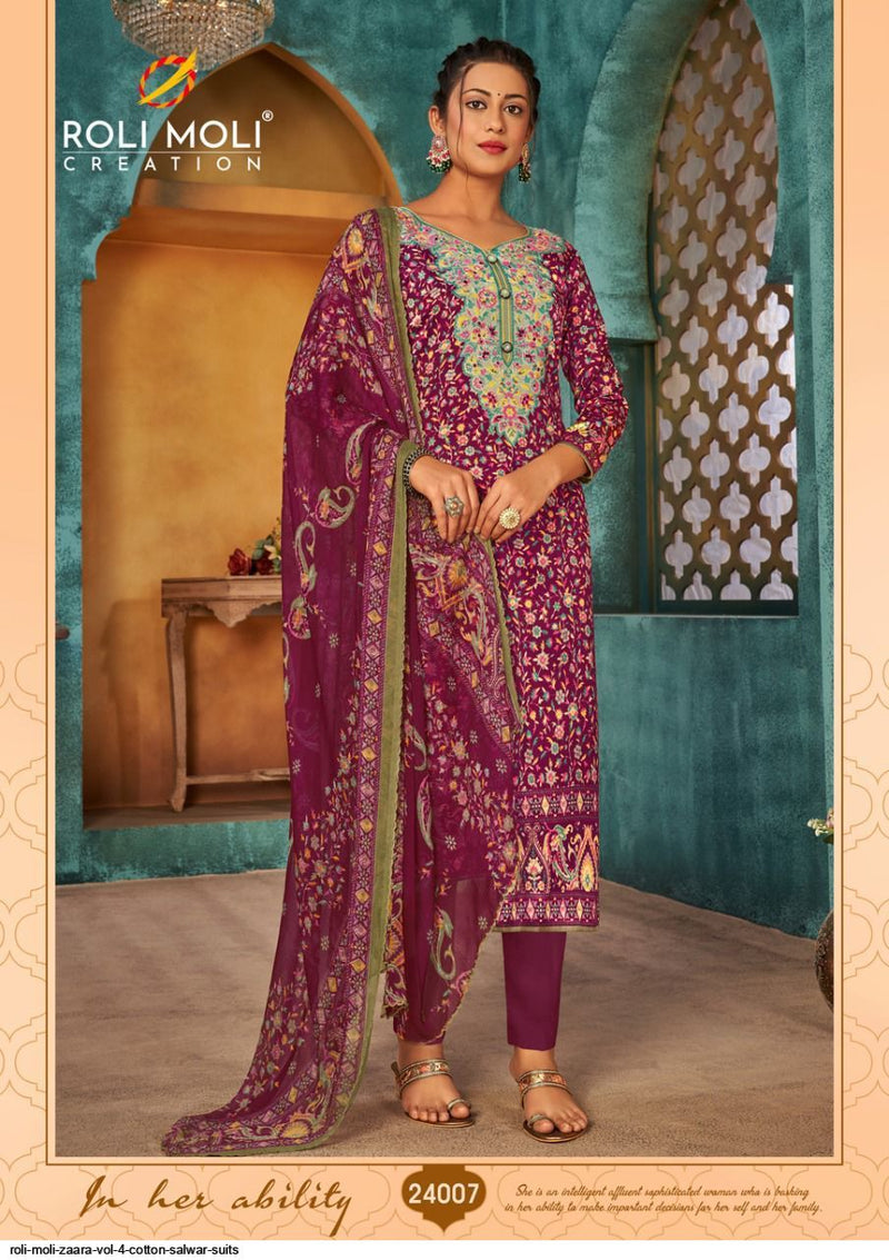 Roli Moli Creation Zara Vol 4 Jam Cotton Digital Printed Party Wear Salwar Suits