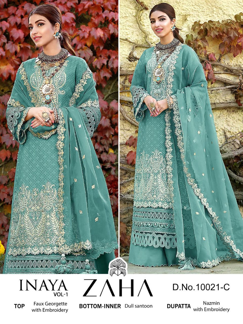 Zaha Inaya Vol 1 Georgette With Heavy Embroidery Work Stylish Designer Pakistani Salwar Kameez