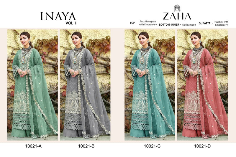 Zaha Inaya Vol 1 Georgette With Heavy Embroidery Work Stylish Designer Pakistani Salwar Kameez