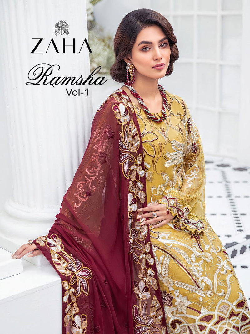 Zaha Ramsha Vol 1 Georgette Pakistani Style Wedding Wear Salwar Kameez With Heavy Embroidery