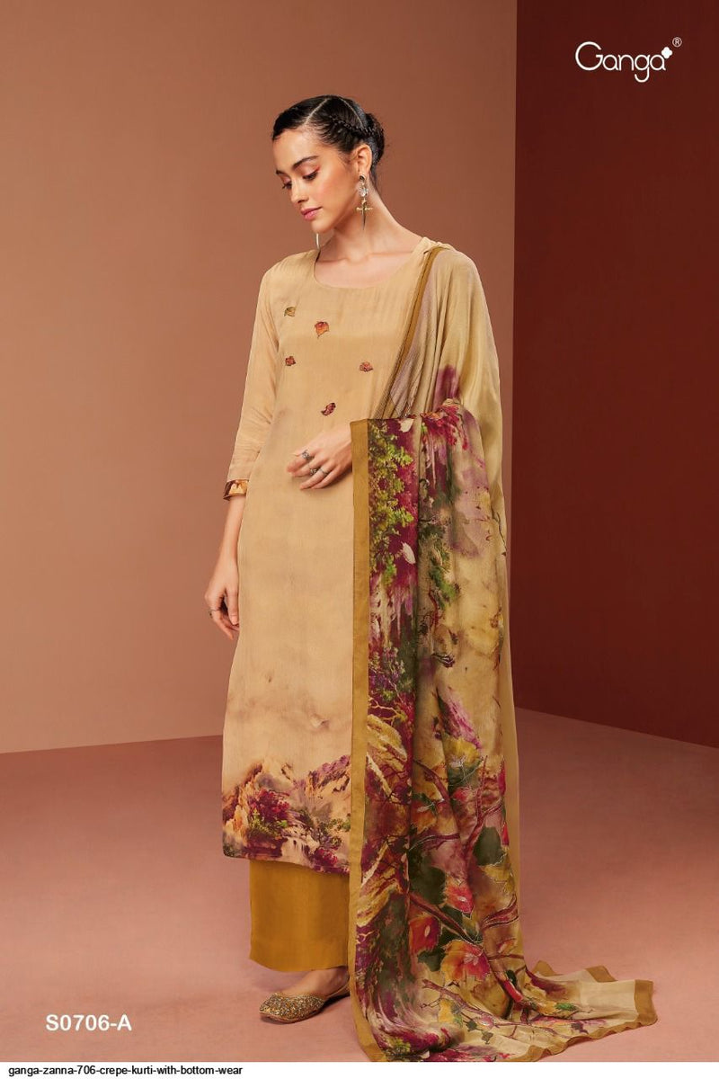 Ganga Zanna Bemberg Crepe Festive Wear Printed Salwar Kameez