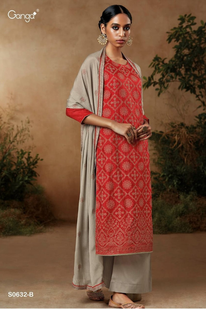 Ganga Zanna 632 Premium Habutai Silk With Heavy Embroidery Party Wear Salwar Kameez