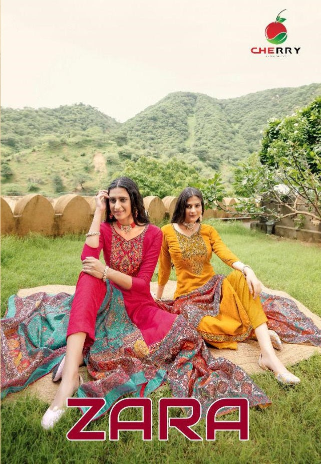 Cherry Zara Pure Parmpara Silk With Heavy Embroidery Work Stylish Designer Festive Wear Salwar Suit