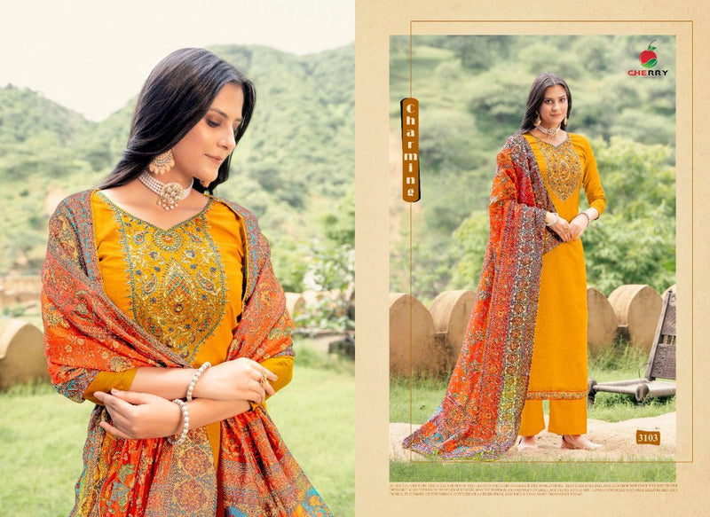 Cherry Zara Pure Parmpara Silk With Heavy Embroidery Work Stylish Designer Festive Wear Salwar Suit