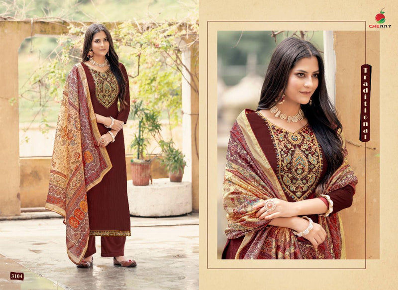 Cherry Zara Pure Parmpara Silk With Heavy Embroidery Work Stylish Designer Festive Wear Salwar Suit