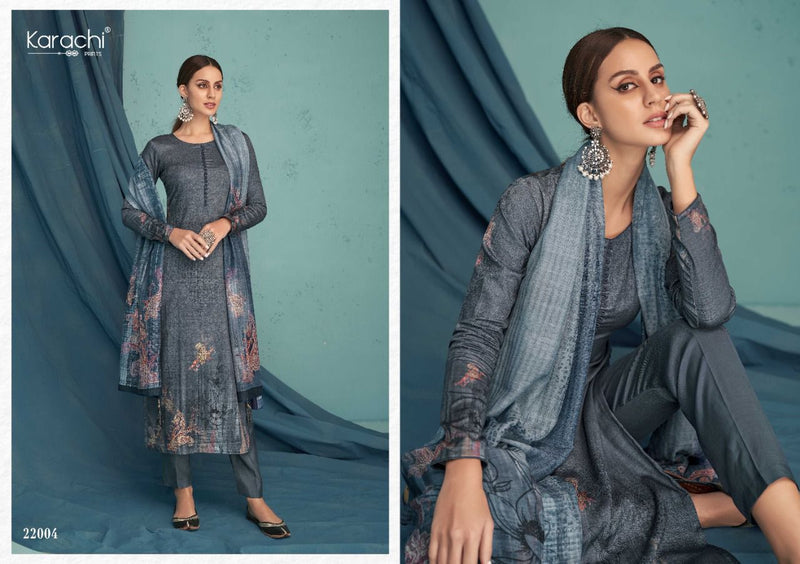 Karachi Zara Jam Satin With Printed Stylish Designer Festive Wear Salwar Suit