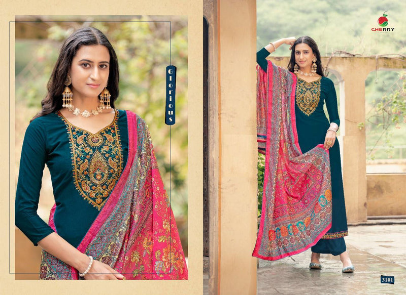 Cherry Zara Pure Parmpara Silk With Heavy Embroidery Work Stylish Designer Festive Wear Salwar Suit