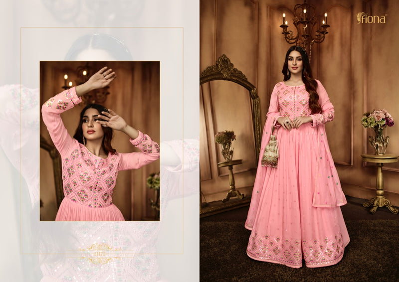 Fiona Zara First Look Georgette With Beautiful Embroidery Work Stylish Designer Festive Wear Attractive Look Long Gown