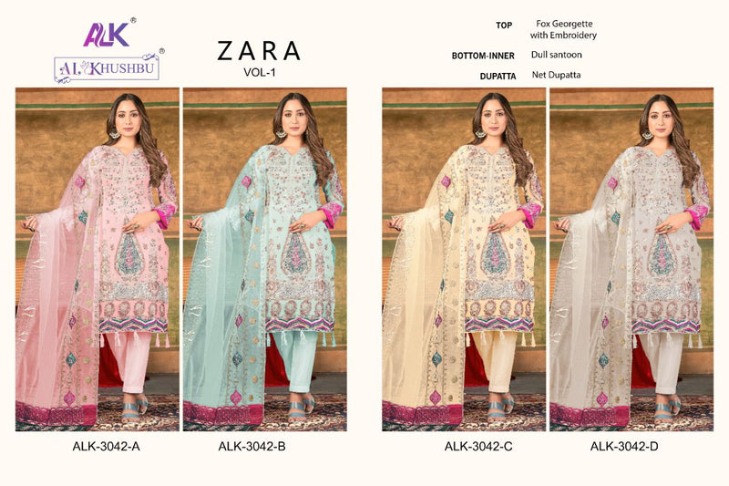 Al Khushbu Zara Vol 1 Georgette With Heavy Embroidery Work Stylish Designer Festive Wear Salwar Kameez