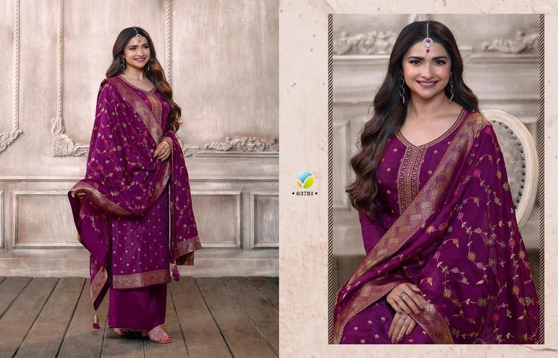 Vinay Fashion Kaseesh Zardosi Vol 6 Embroidery Double Zari Dola Jacquard Self Weaved Fancy Designer Partywear Salwar Suit