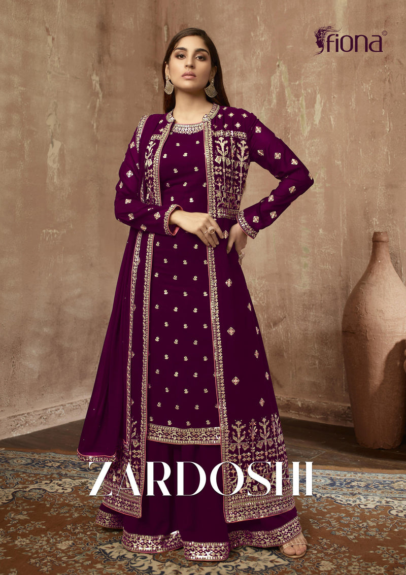 Fiona Zardoshi Georgette Embroidery Work Fancy Designer Partywear Kurti