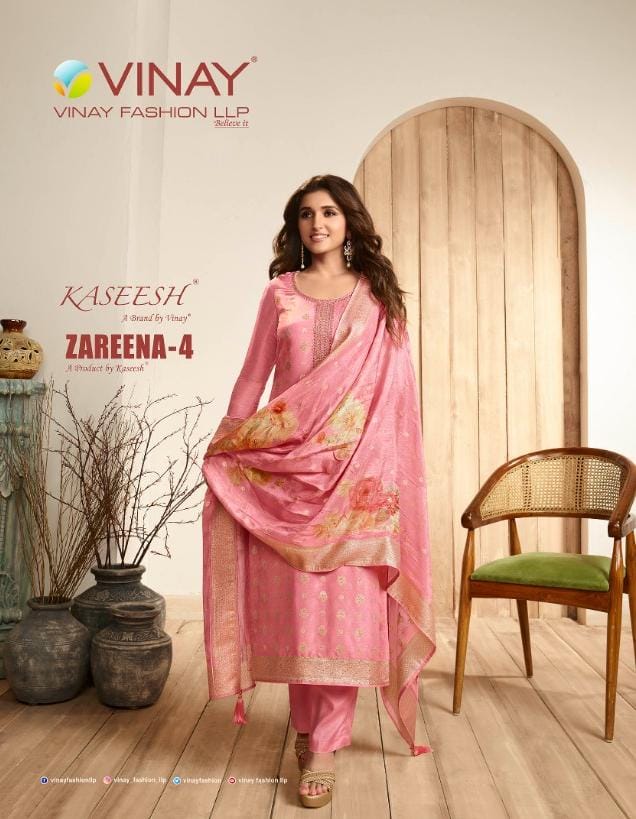 Vinay Fashion Kaseesh  Vol 4 Dola Jacquard With Heavy Embroidery Work Stylish Designer Party wear Salwar Suit
