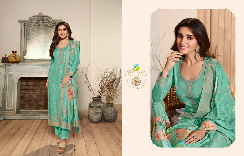 Vinay Fashion Kaseesh  Vol 4 Dola Jacquard With Heavy Embroidery Work Stylish Designer Party wear Salwar Suit
