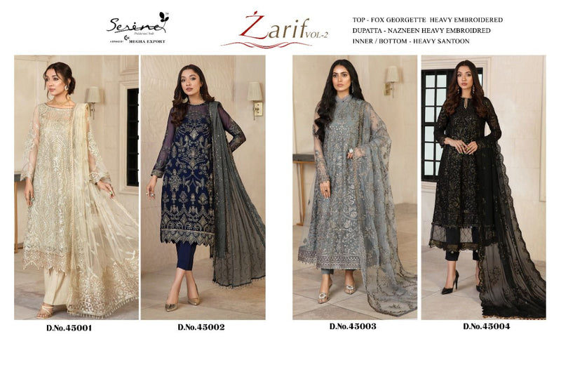 Serene Zarif Vol 2 Fox Georgette Designer Pakistani Style Party Wear Salwar Suits