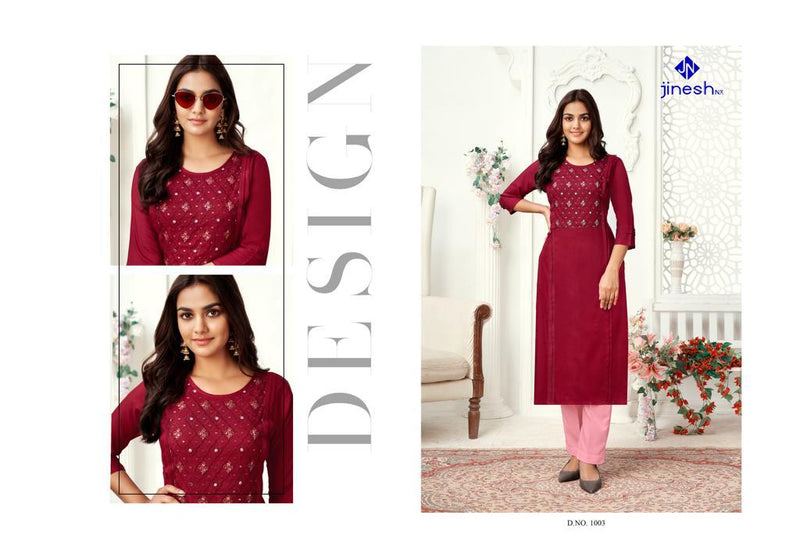 Jinesh Nx Zarina Viscose Fancy Stylish Festive Wear Kurtis