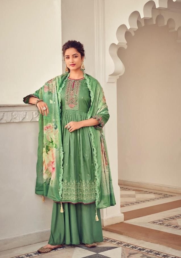Zaveri Fashion Falguni Pure Jam cotoon Heavy embroidery work Salwar Kameez