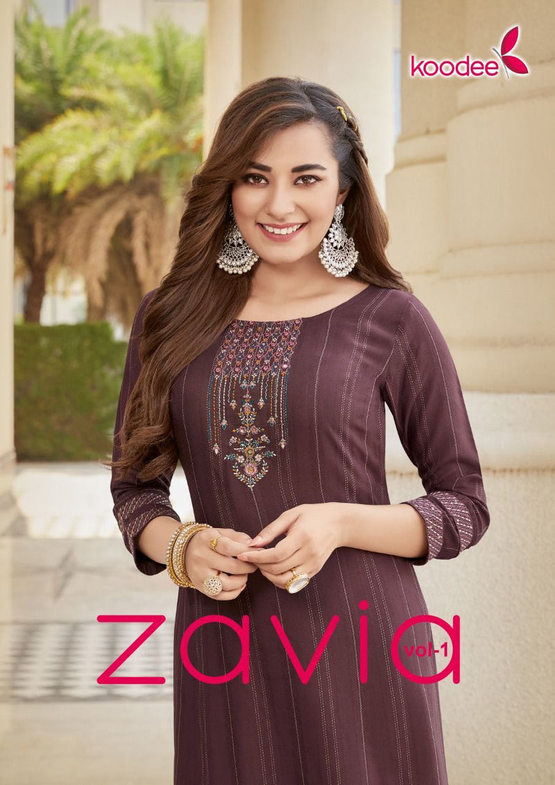 Koodee Fashion Zavia Vol 1 Viscose Stripe Fancy designer Party Wear Kurtis