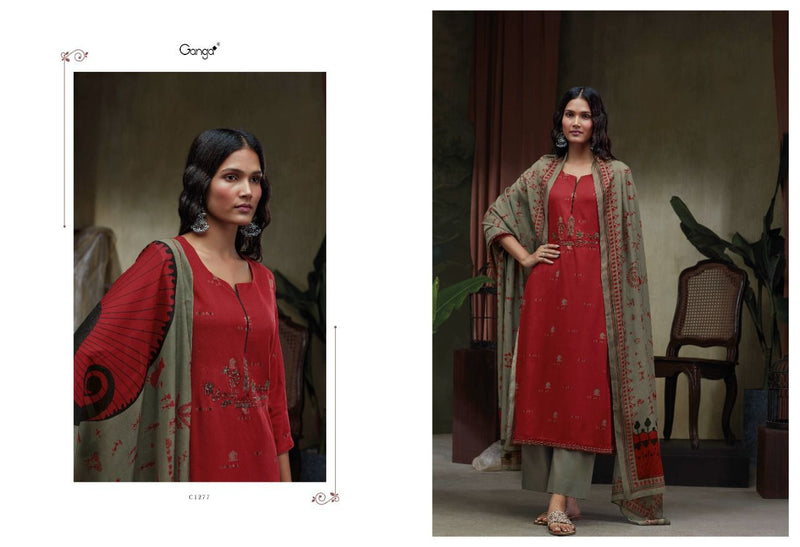 Ganga Zemira Pashmina With Fancy Printed Work Stylish Designer Classic Look Salwar Suit