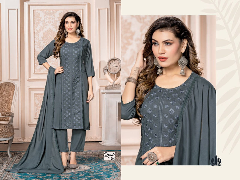 Trendy Zena Rayon With Heavy Embroidery Work Stylish Designer Fancy Look Salwar Kameez