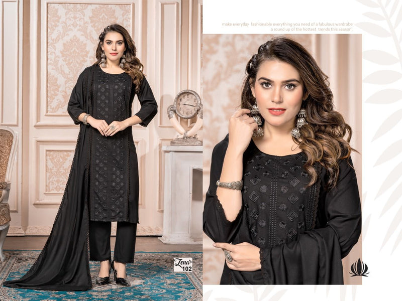 Trendy Zena Rayon With Heavy Embroidery Work Stylish Designer Fancy Look Salwar Kameez