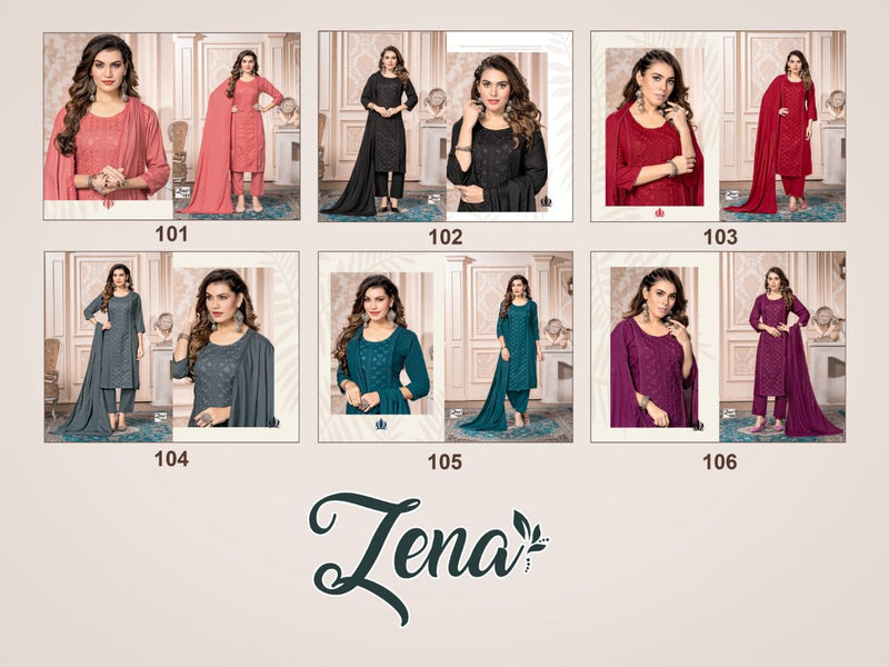 Trendy Zena Rayon With Heavy Embroidery Work Stylish Designer Fancy Look Salwar Kameez
