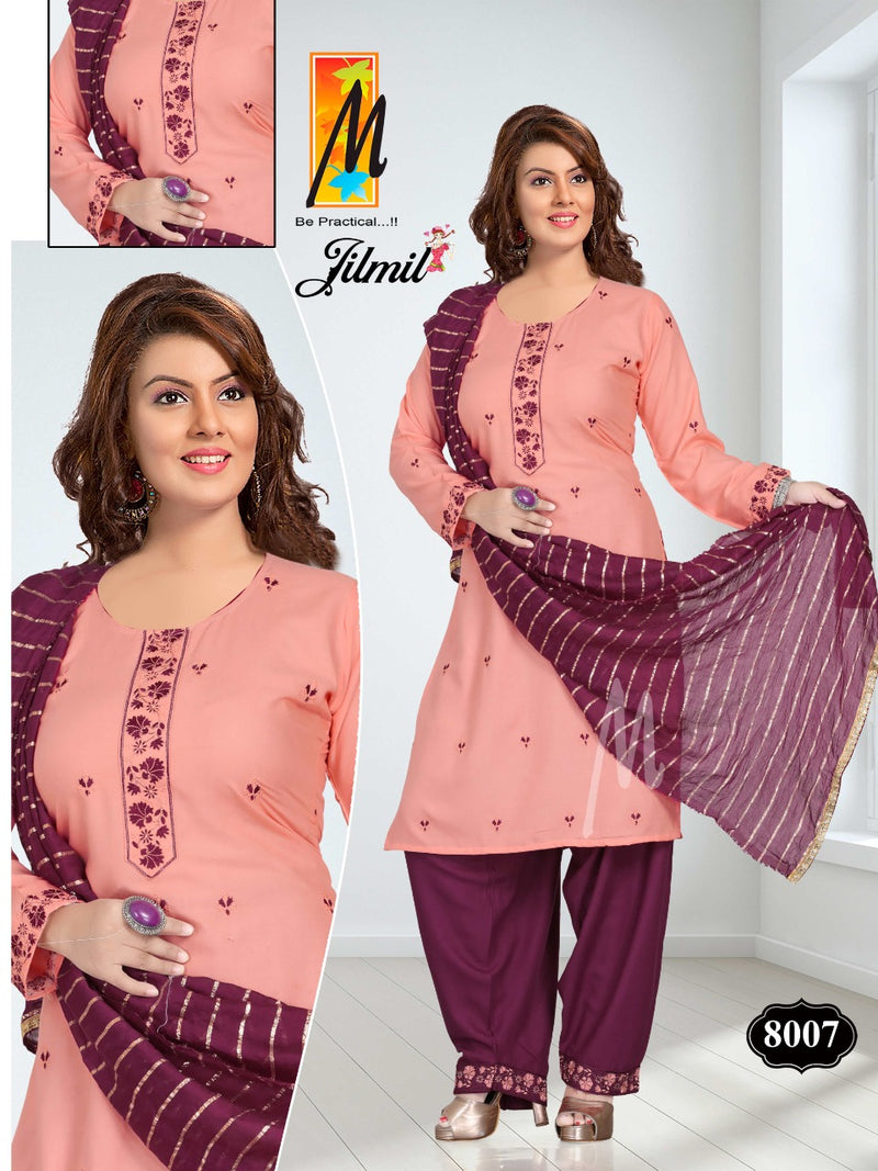 Master Zilmzil Rayon Printed Ready Made Patiala Style Party Wear Salwar Kameez