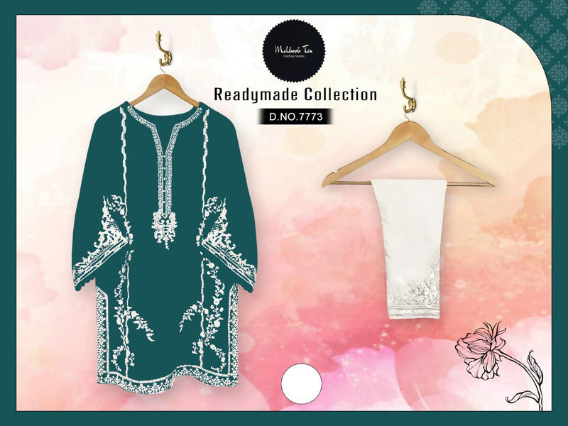 Mehboob Tex Zinam Vol 1 Georgette Embroidered Pakistani Style Fancy Wear Kurtis With Bottom