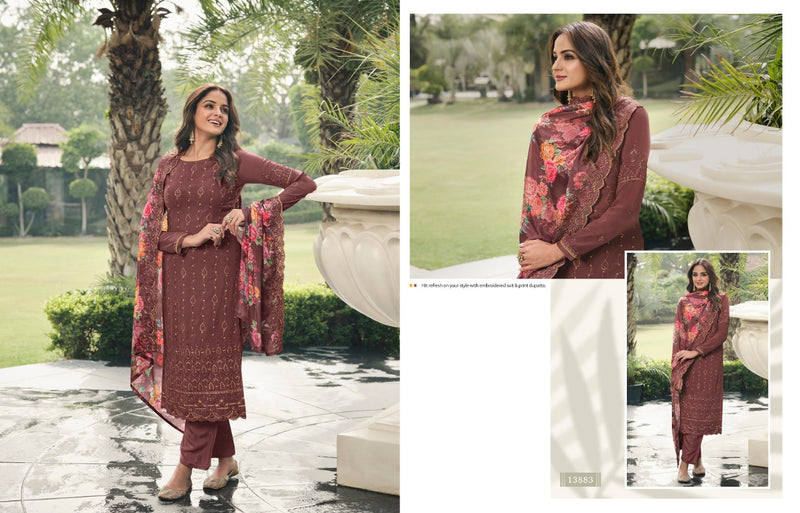 Zisa Elegant Vol 3 Georgette Sequence Embroidery Work Fancy Designer Partywear Salwar Kameez