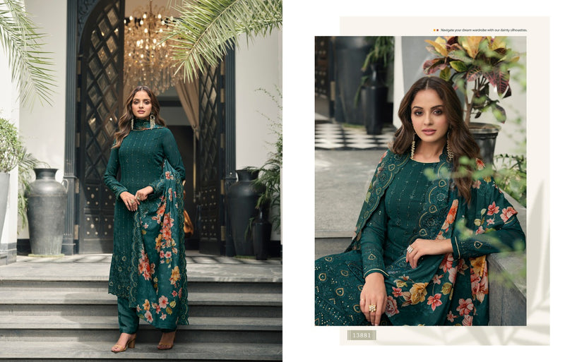 Zisa Elegant Vol 3 Georgette Sequence Embroidery Work Fancy Designer Partywear Salwar Kameez