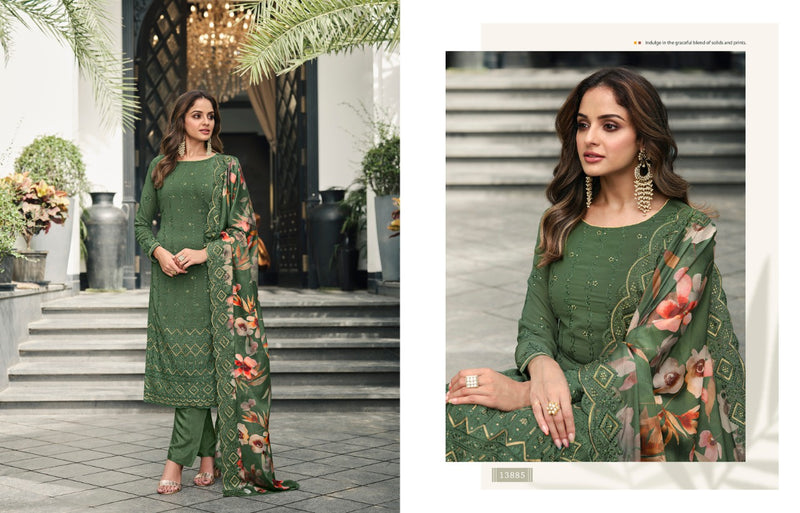 Zisa Elegant Vol 3 Georgette Sequence Embroidery Work Fancy Designer Partywear Salwar Kameez