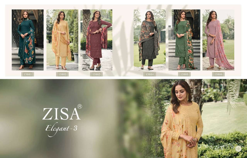 Zisa Elegant Vol 3 Georgette Sequence Embroidery Work Fancy Designer Partywear Salwar Kameez