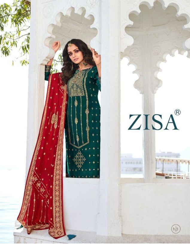 Zisa Traditional Vol 2 Dola Jacquard Heavy Party Wear Embroidered Salwar Kameez With Beautiful Colors