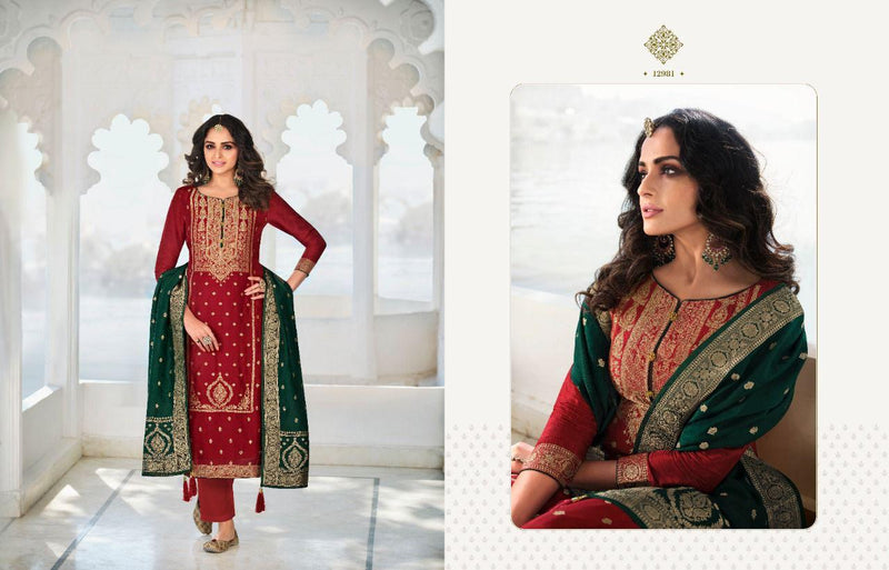 Zisa Traditional Vol 2 Dola Jacquard Heavy Party Wear Embroidered Salwar Kameez With Beautiful Colors
