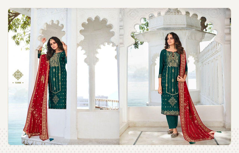 Zisa Traditional Vol 2 Dola Jacquard Heavy Party Wear Embroidered Salwar Kameez With Beautiful Colors
