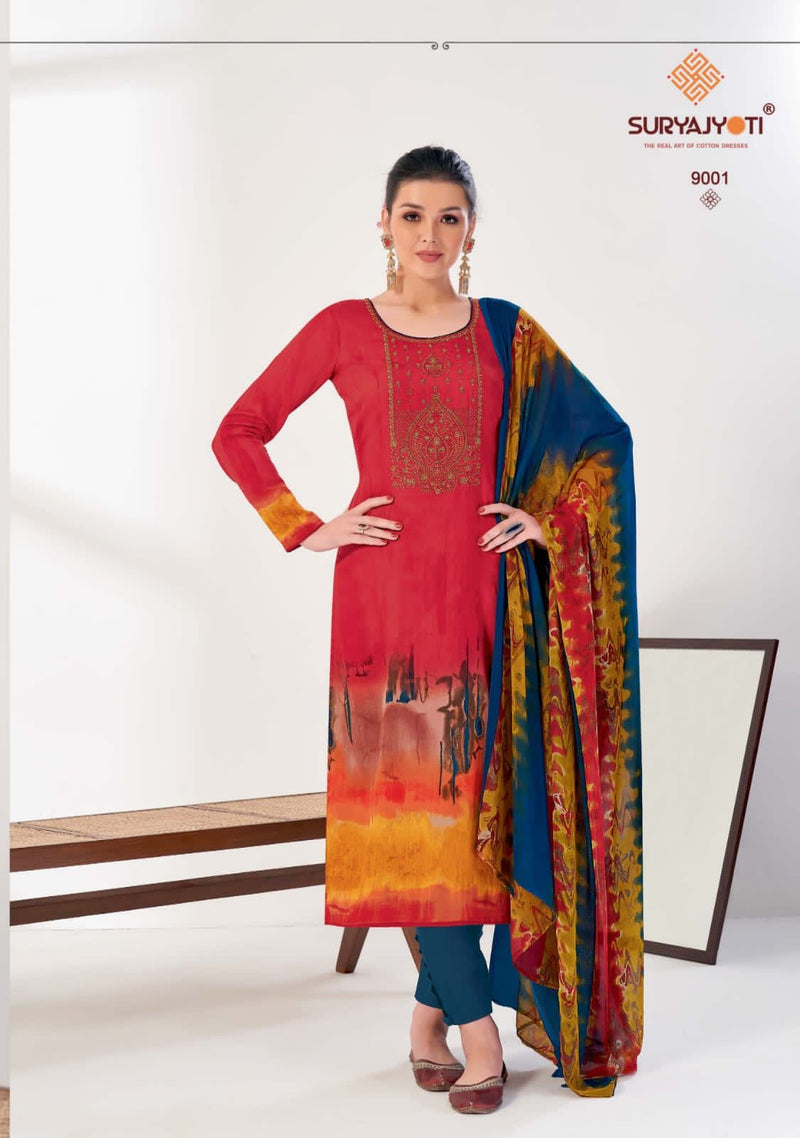 Suryajyoti Ziva Vol 9 Satin Cotton Fancy Party Wear Salwar Suits