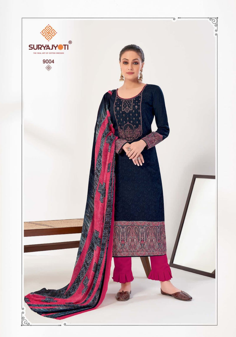 Suryajyoti Ziva Vol 9 Satin Cotton Fancy Party Wear Salwar Suits