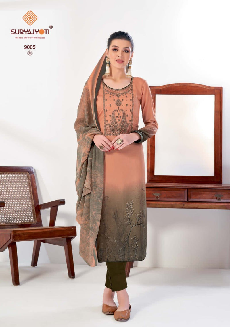 Suryajyoti Ziva Vol 9 Satin Cotton Fancy Party Wear Salwar Suits