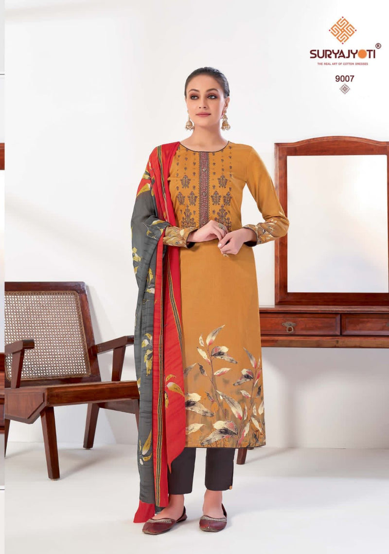 Suryajyoti Ziva Vol 9 Satin Cotton Fancy Party Wear Salwar Suits