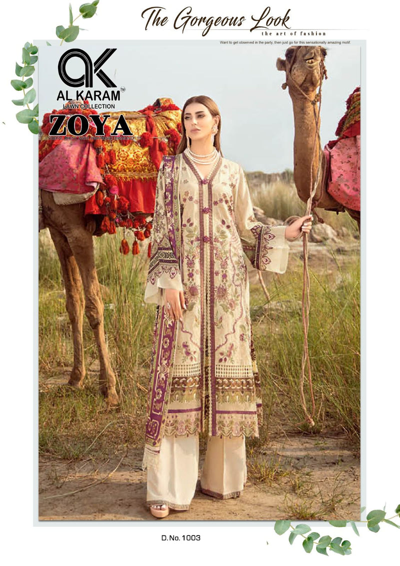 Al Karam Zoya Digital Print With Swarovski Diamond Jam Cotton Digital Printed Designer Salwar Suit