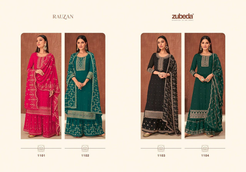 Zubeda Ruzan Georgette Heavy Embroidery Work Fancy Designer Partywear Salwar Kameez