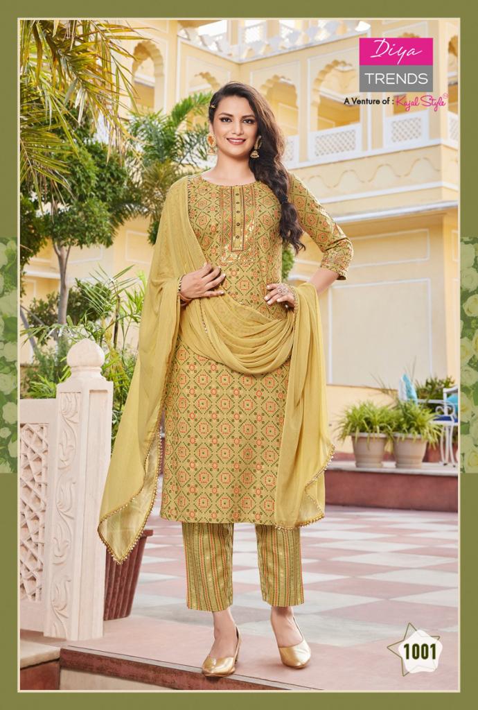 Diya Trends Zubeda Vol 1 Rayon With Gold Print Work Stylish Designer Party Wear Fancy Kurti