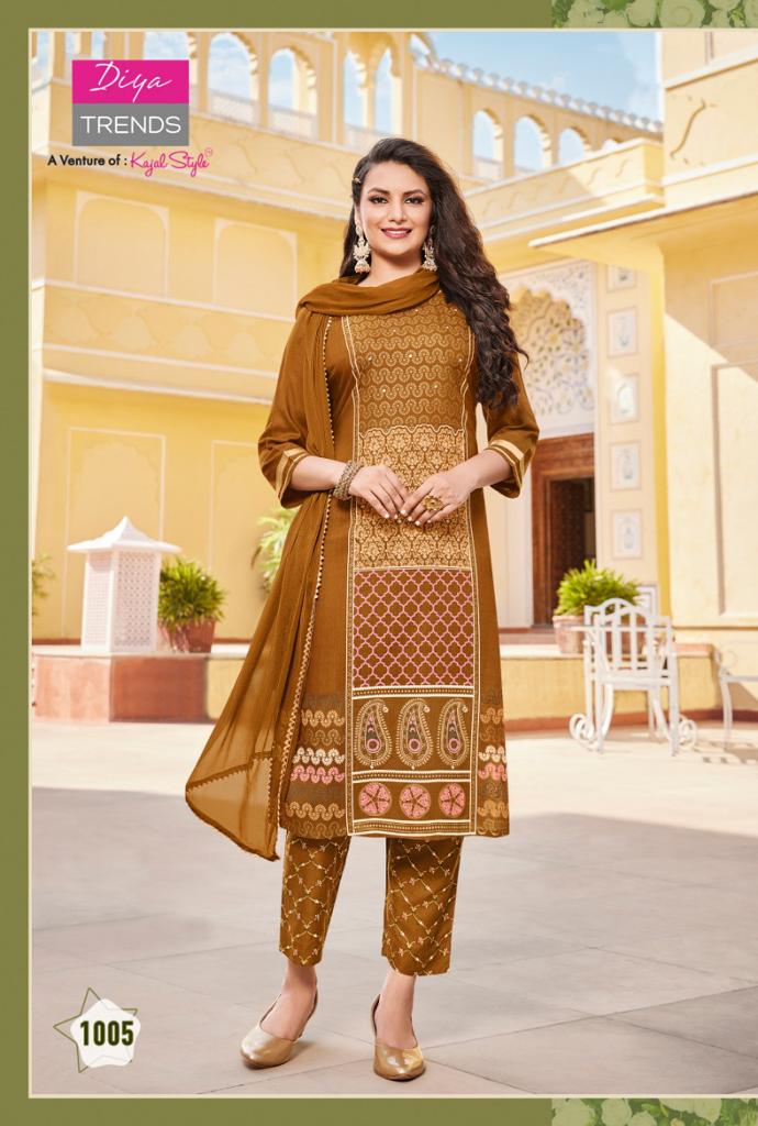 Diya Trends Zubeda Vol 1 Rayon With Gold Print Work Stylish Designer Party Wear Fancy Kurti