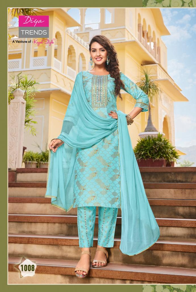 Diya Trends Zubeda Vol 1 Rayon With Gold Print Work Stylish Designer Party Wear Fancy Kurti