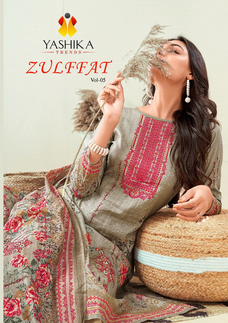 Vashika Zulffat Vol 5 Lawn Cotton With Printed Work Stylish Designer Party Wear Salwar Suit