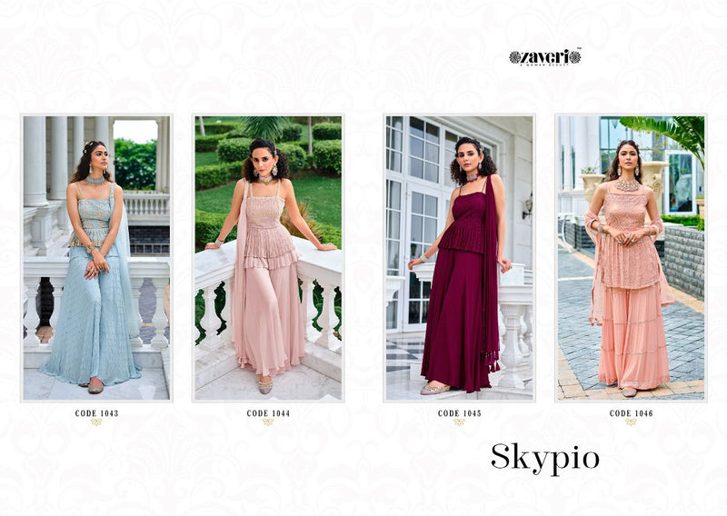 Zaveri Woman Beauty Skypio Pure Viscose Georgette Embroidery Work Partywear Kurti