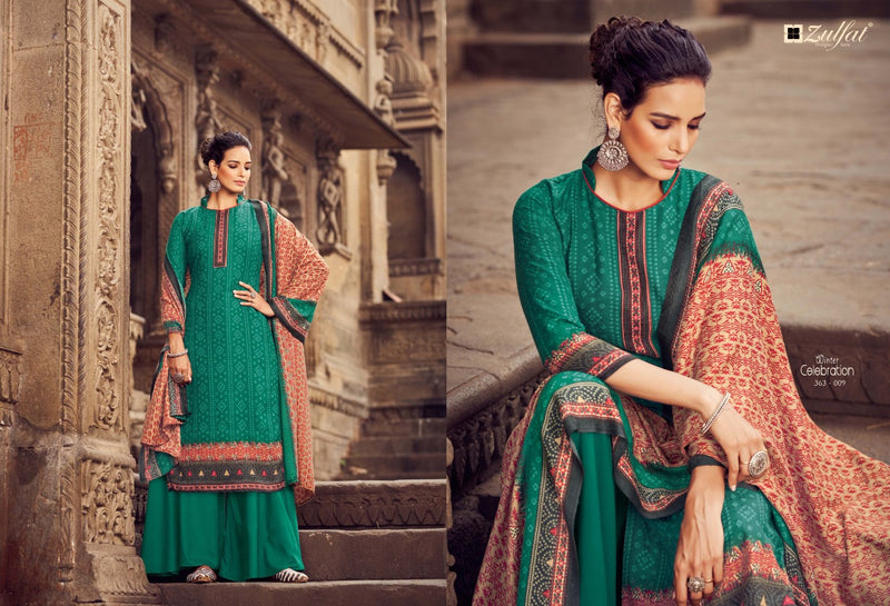 Zulfat Designer Suit Winter Celebration Pure Pashmina Casual Wear Salwar Suit